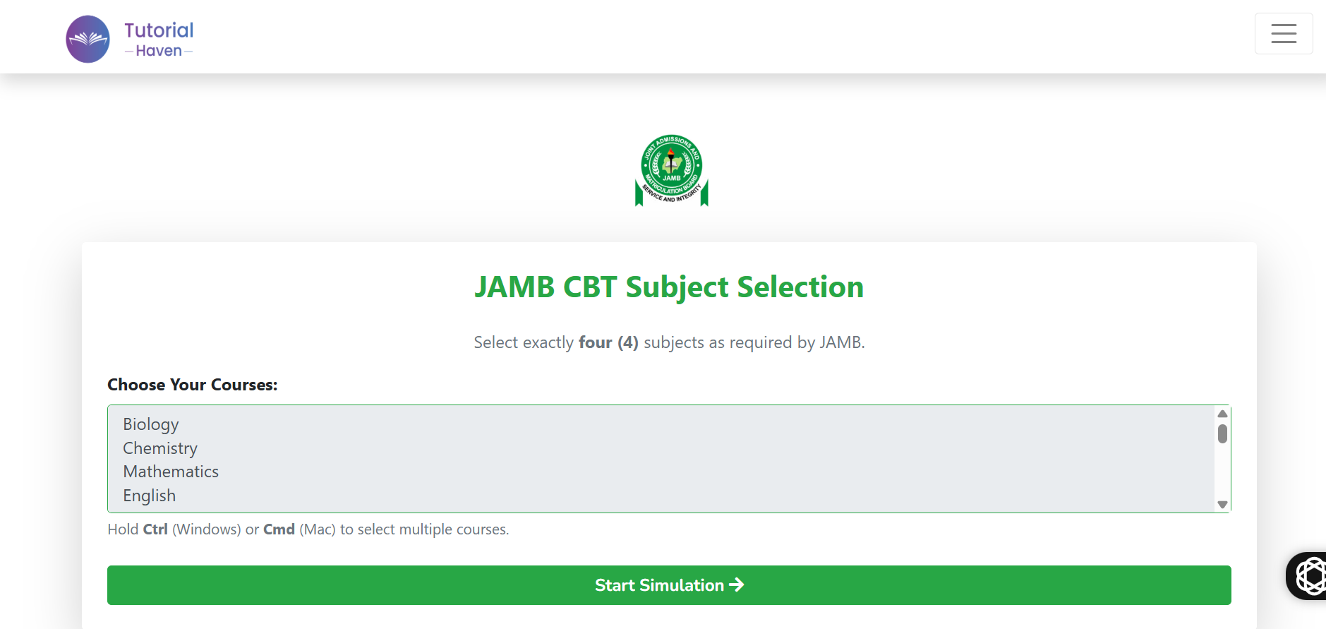 Tutorial Haven JAMB Interface